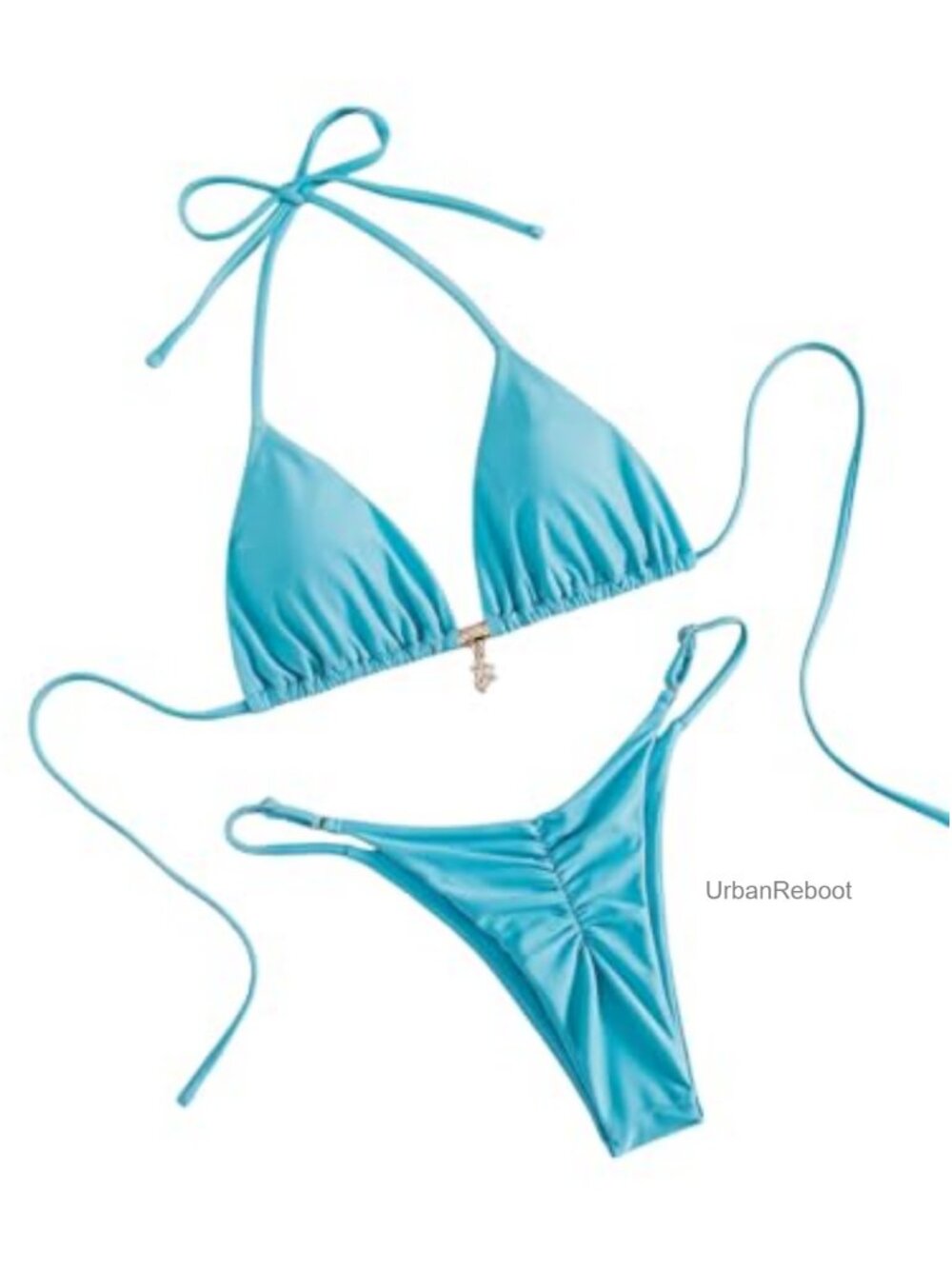 Women's Triangle Thong Bikini 2 Piece Swimsuit Removable Padding Halter
